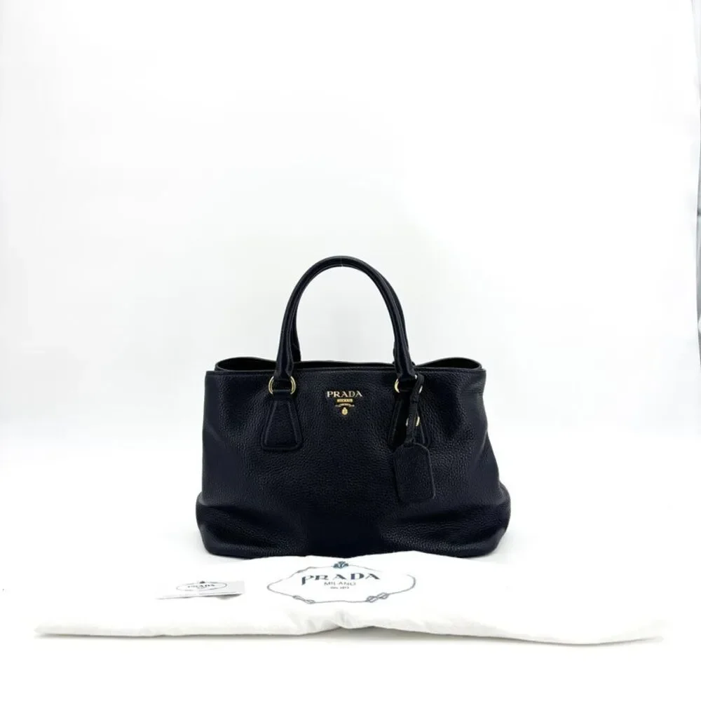 Prada Vitello Phoenix Tote Bag Black with Gold Hardware